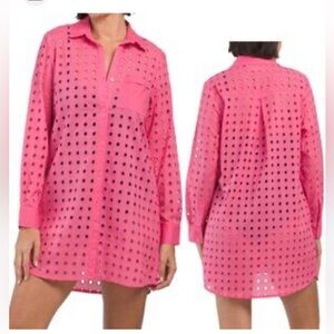 True Destinations Resort Wear Pink Shirt Coverup Dress M